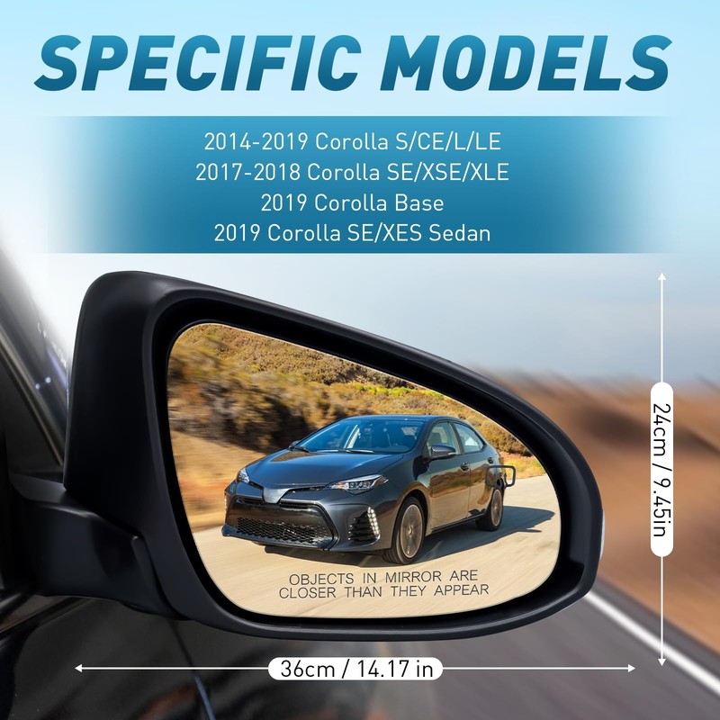 Passenger Right Side Mirror Compatible With Toyota Corolla 2014-2018 With