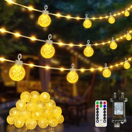 Ollny Ollny Globe Fairy Lights, 10M 60 LEDs Fairy Lights Plug in, Waterproof Warm White String Lights Mains Powered/Remote/8 Modes/Timer/Indoor/Outdoor Lighting for Garden, Camping, Gazebo