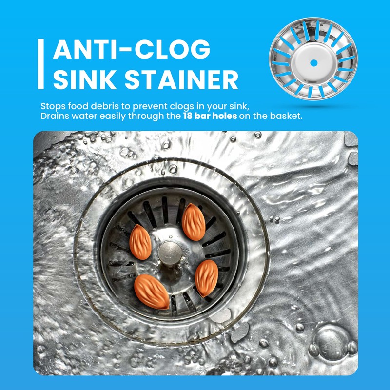 Kitchen Sink Strainer Drainer Plug - 84mm Thick Stainless Steel