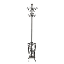 Deco 79 Metal Coat Rack Vintage Style with Scroll Designs, 11" x 11" x 74", Black