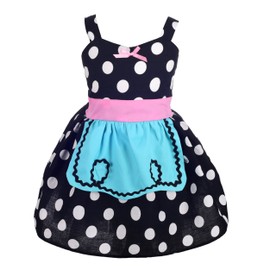 Lito Angels Alice in Wonderland Princess Costume with Apron for Kids Girls, Black Polka Dots Fancy Dress Up Outfit Age 2-3 Years