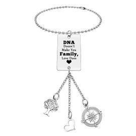 Step Parent Gifts DNA Doesn't Make You Family Love Does Hanging Ornament Car Rear View Mirror Hanging Accessories for Step Mom Step Dad Christmas Birthday Fathers