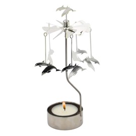 HOKHBCW Rotary Candle Holder Spinning Candleholder Metal Small Gift (Dolphin)