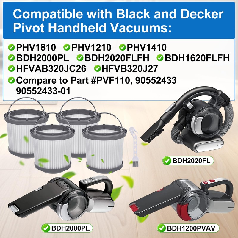 Aymthgt 4 Pack PVF110 Replacement Filter for Black and Decker