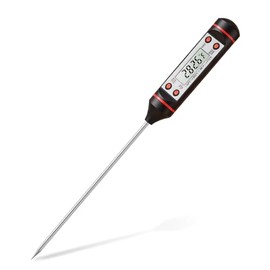 Termómetro Digital de Carne Cocina - Impermeable Termómetro con Lectura Pantalla LCD y Inoxidable Plegable de la Sonda de Metal Larga para Leche Barbacoa Parrilla Carne BBQ Candy y baño agua