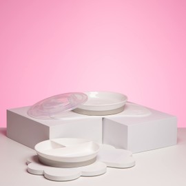 Twistshake Baby Tableware Set Mini + Divided Plate | Baby Suction Plate + Baby Placemat (31x17cm) + Divided Plate | BPA-Free | Training Plate | White