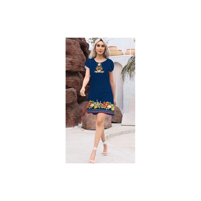 ETCYY NEW 2024 Petal Short Sleeve Summer Dresses for Women
