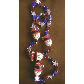Patriotic Happy Face Handstrung Mardi Gras Party Necklace Bead