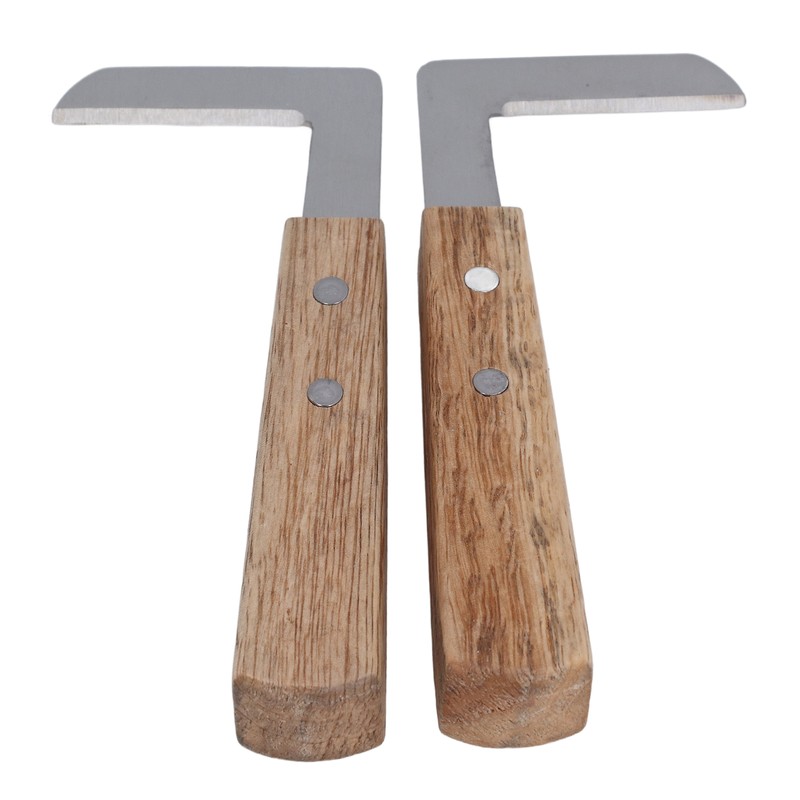 4pcs Hoof Knife Carbon Steel Wooden Handle Left and Right