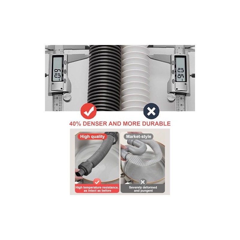 1 1/2" Flexible Drain Hose, Extendable Flexible Sink Drain Hose