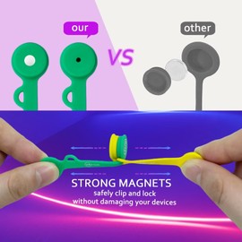 Cable Cord Organizer Magnetic Cord Organizers Twist Ties Magnet Clips Cord Wrap Keepers For Charging Cord Headphone Cord Holder Silicone Cable Strap Appliance Fridge Bookmark Whiteboard Keychain 5PACK