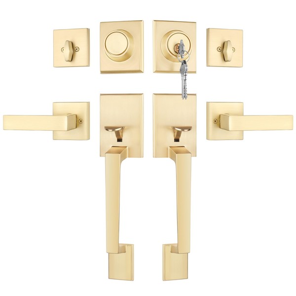 Haidms Gold Double Door Door Lock Set, Heavy Duty Double
