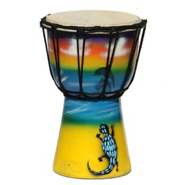 Wogeka - 20 cm Djembe - Bongo with Airbrush Painting Dolphin Gecko as a Gift Idea Africa Style Drum Drum 03