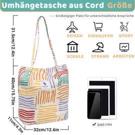 YIFLorine TANG Women's Corduroy Bag, Large Capacity Corduroy Shoulder Bag, Women's Fashion Women's Shoulder Bags, Beach Bag, Corduroy Bag, Shopper for Everyday, Office, School, Travel, Shopping