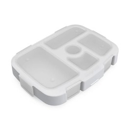 Bentgo® Kids Tray with Transparent Cover - Reusable, BPA-Free, 5-Compartment Meal Prep Container with Built-In Portion Control for Healthy Meals At Home & On the Go (Glitter Edition - Silver)