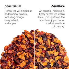 Kusmi Tea - AquaExotica & AquaRosa Bio-Früchtetee - Bio-Kräutertee ohne Theine - Heiß oder als Eistee - 2 Boxen - 2x20 Mousseline Teebeutel - Etwa 40 Tassen