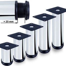 Furniture Feet Sofa Feet Furniture Legs | Chrome | Height 18 cm | Diameter 50 mm | Solid Design | Sofa Bed Cabinet Couch STAHLIA®