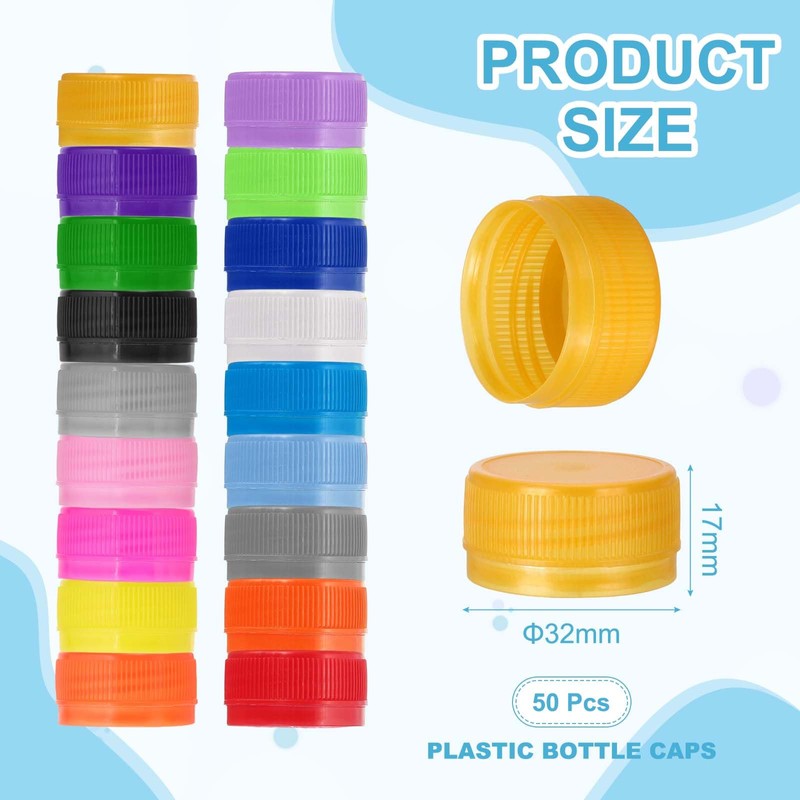 sourcing map 50pcs Plastic Bottle Caps, 30mm Bottle Screw Lid
