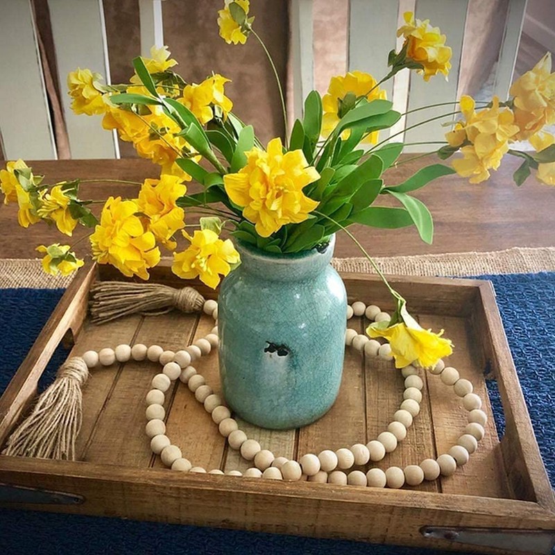 58inch Wood Beads Garland Farmhouse Beads - Natural Prayer Wood