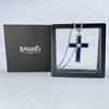 BAMIKI Cross Necklace for Men, Created Sapphire Blue Cross Pendant
