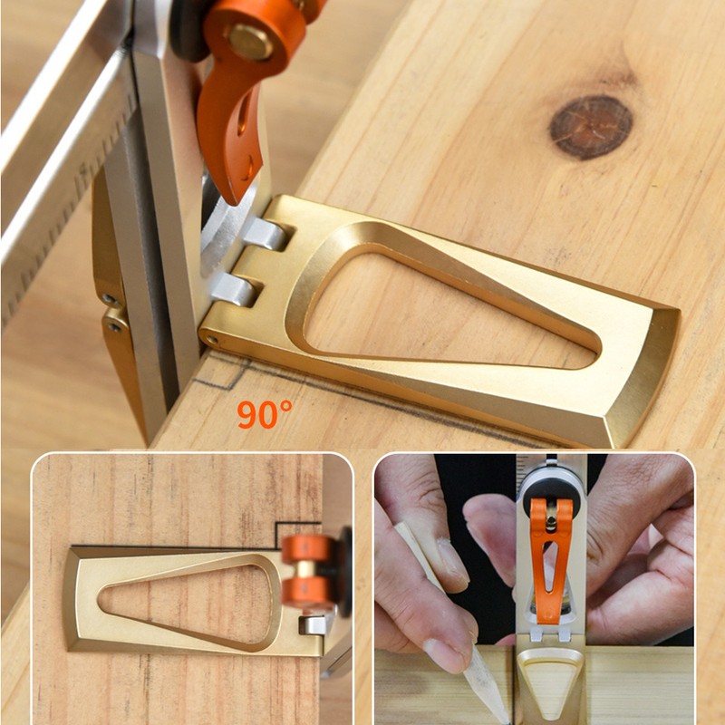 Woodworking Scriber Ruler Heavy Duty T-Shape Multi-Angle Scribing Tool Stainless