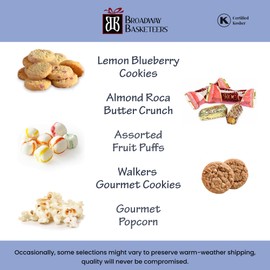 Broadway Basketeers Food Gift Basket Tower Snack Gifts for Women, Men, Families, College, Delivery for Holidays, Appreciation, Thank You, Corporate, Get Well Soon Care Package