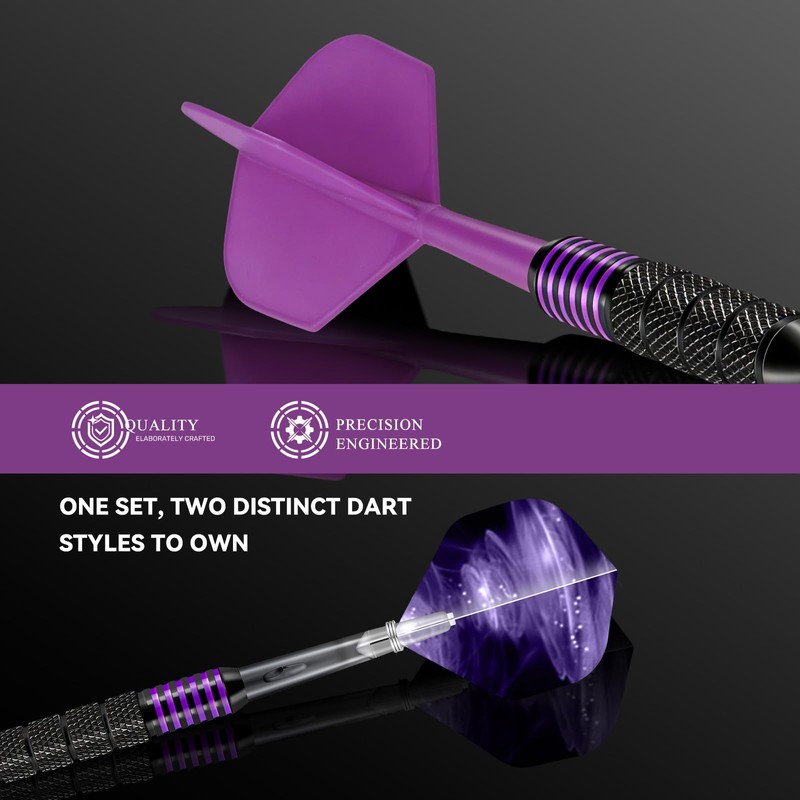 HUANQU 6 Pack Steel Tip Darts,Professional 24 Grams Metal Dart