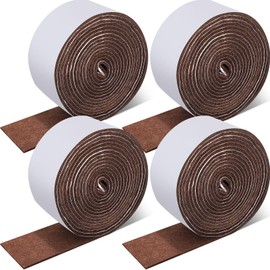Zonon 4 Rolls 120 Inch Felt Strip with Adhesive Backing Felt Tapes Furniture Strip Rolls Self Stick Heavy Duty Polyester for Protecting Furniture and DIY Adhesive(Dark Brown,2 Inch)