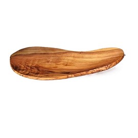 Cleminson Handcrafted Olive Wood Fruit Bowl, Curved Wooden Serving Board