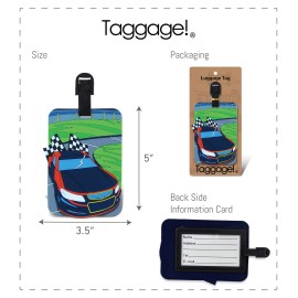 PUZZLE Luggage Tag Race Car Identification Label Suitcase Backpack ID Travel Charm