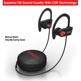 SENSO Bluetooth Headphones, Best Wireless Sports Earbuds w/Mic IPX7 Waterproof HD Stereo Sweatproof Earphones for Gym Running Workout Noise Cancelling Earphones Earbuds Noise Cancelling Headsets