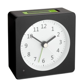 TFA Dostmann LOOM 60.1031.01 Analogue Alarm Clock Automatic Lighting with Snooze Function Black / Green (L) 81 x (W) 42 x (H) 83 mm