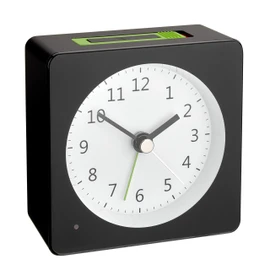 TFA Dostmann LOOM 60.1031.01 Analogue Alarm Clock Automatic Lighting with Snooze Function Black / Green (L) 81 x (W) 42 x (H) 83 mm
