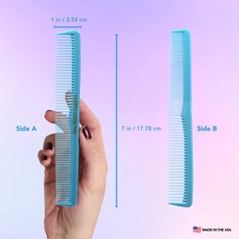 Allegro Combs 400 Barber Comb Hair Cutting Combs Pocket Combs Combs for Hair Stylist Comb Set Styling Comb 6 Pcs. (Baby Blue)