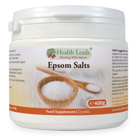 Health Leads ...Working With Nature Pure, Food Grade Epsom Salts, Magnesium Sulphate, Vegan, Non-GMO, Widely Used to Help Relax Aching and Tired Muscles After Sports and Exercise, Resealable Container, Easy to Use (400g)