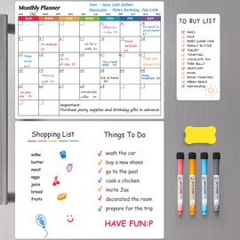 Dry Erase Magnetic Calendar for Refrigerator, 3 Pack- Monthly & Weekly & Daily Planner Magnet Whiteboard for Fridge Wall Door - Shopping, Meal/Menu, to Do List, Family Schedule Planning Board (B)