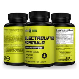 Nutrition Money Electrolyte Premium Hydration Supplement – Vegetarian | Non-GMO | Sugar Free | Zero Carbs, No Calories, Keto Friendly, Paleo, Carnivore, Rehydration Electrolytes Capsules - 100 Count