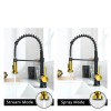 Modern Single Handle Kitchen Faucet Black And Gold Pull Down