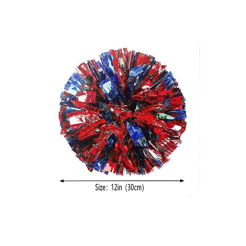 We Moment Blue and Red 12in Cheerleading pom poms Metallic