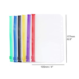 12pcs A6 Colorful Zipper Pouch Loose Leaf 6 Hole PVC Zip Folder for 6-Ring Binder Journal Budget Filing Pockets Waterproof Envelope (A6 (105mmx177mm) - 6 Holes, 12pcs Mixed Color Zipper (2pcs/Color))