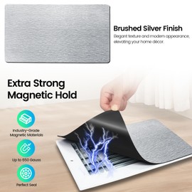 Seatern Magnetic Vent Covers, Extra Strong Magnets, Silver 5.5" x 12" (3 Pack) Ultra Thick 60mil, Complete Seal, Air Vent Covers for Home Floor, Ceiling, Wall Registers, HVAC, AC, and Heater Vents