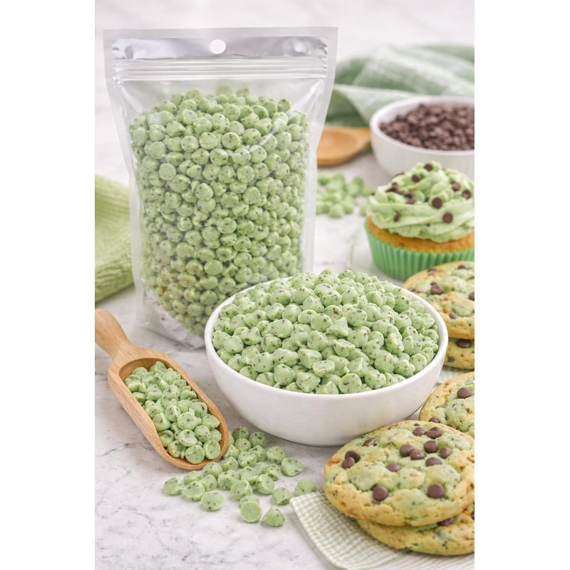 Green Mint Baking Chips – Bulk 1/2 lb Resealable Bag