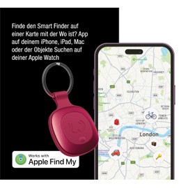 Fresh 'n Rebel Smart Finder - Works with Apple Where Ist? (IOS), Key Finder with Speaker, Smart Tag, IP67 Dust and Waterproof, (Berry Red, 1-Pack)