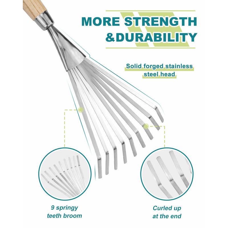 Small Hand Rake Garden Tool Hand Leaf Rake 9-Teeth Rake
