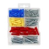 T.K.Excellent Plastic Self Drilling Drywall Ribbed Anchors with Screws Assortment