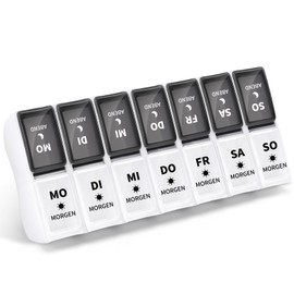 Opret German Pill Box 7 Days 2 Compartments Morning Evening, Removable Pill Box 7 Days 2 Compartments Pill Box Medicine Box 7 Days Tablets Weekly Box Tablet Box 14 Compartments
