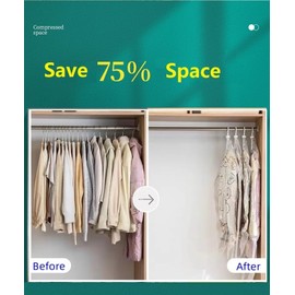 Hanging Vacuum Space Saver Bags 6 Pack, Closet Organizer Storage Bags, Vacuum Seal Clear Bags for Clothes, Suits, Dress or Jackets