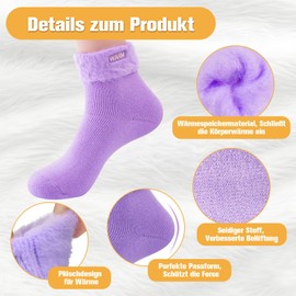 ZOCONE 3 Pairs of Stopper Socks for Women Cuddly Socks Winter Thermal Socks Fuzzy Thick Socks Warm Bed Socks Women's Cosy Sleeping Socks Fluffy Plush Socks Winter EU 35-39 (Pink Blue Purple), blue
