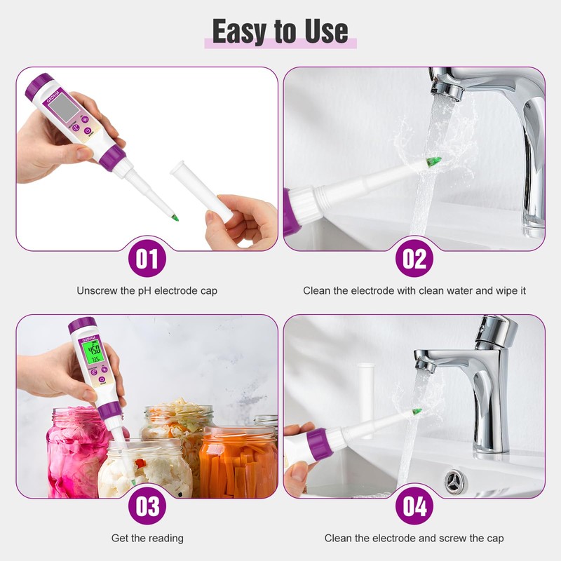 GIDIGI pH Meter Food Digital Electronic pH Tester for Fermentation