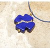 Kintsugi Petite 16mm Square Cross Lapis-Blue Howlite, Broken, Mended with